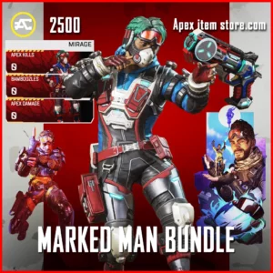 Marked Man Bundle in Apex Legends Mirage Skin Cardinal Force